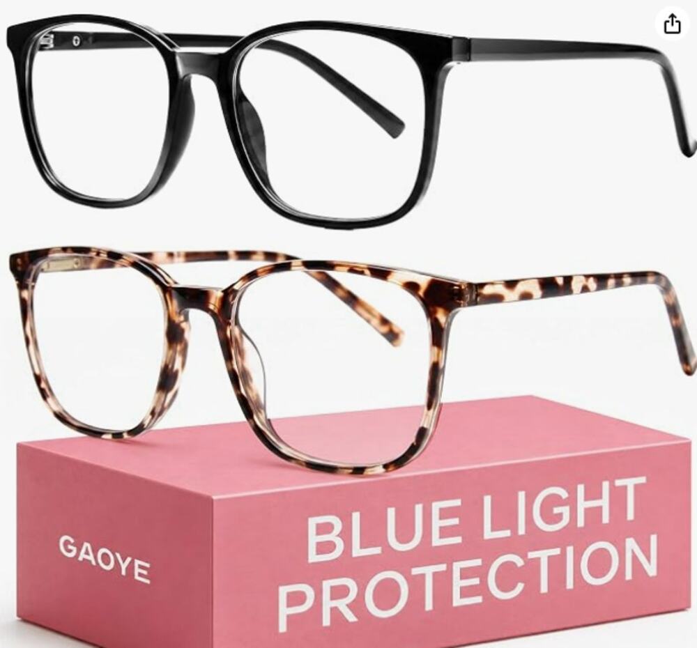 NWT Gaoye Square Blue Light Blocking Glasses w/ Case Clear Lens